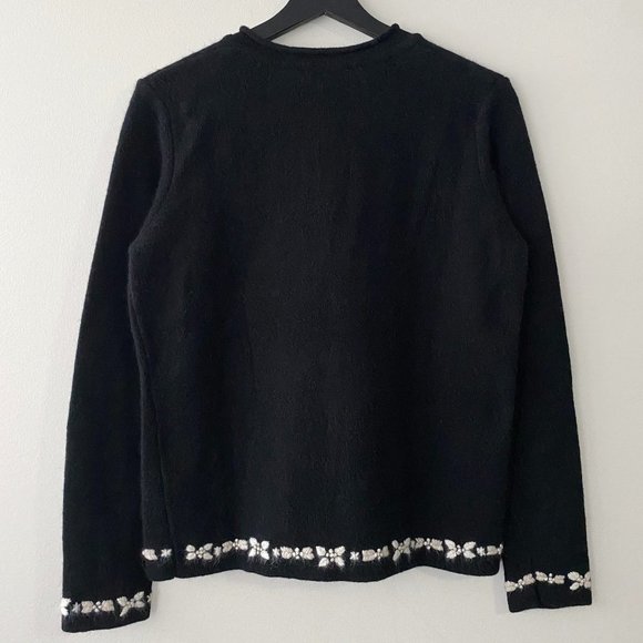 Vintage Orvis Snowflake Embroidery Lambswool Angora Blend Knit Cardigan - Picture 2 of 9